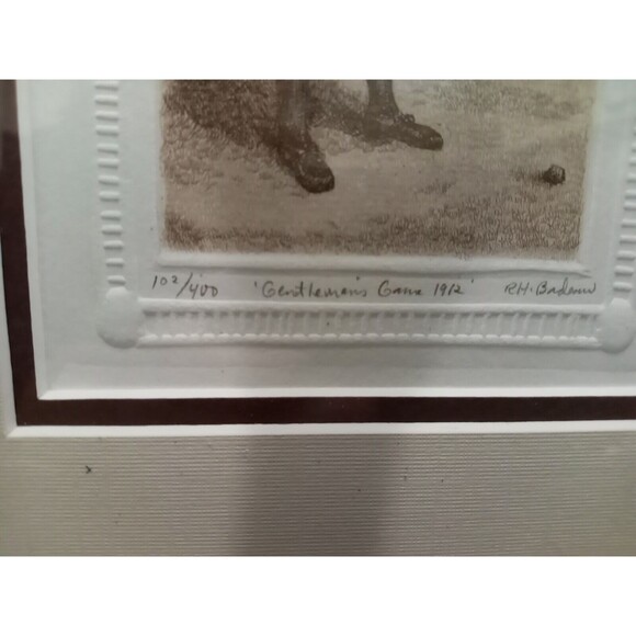 R.H. Badeau Etching "Gentleman's Game 1912" 102 Of 400 Limited Edition Framed - Picture 3 of 6